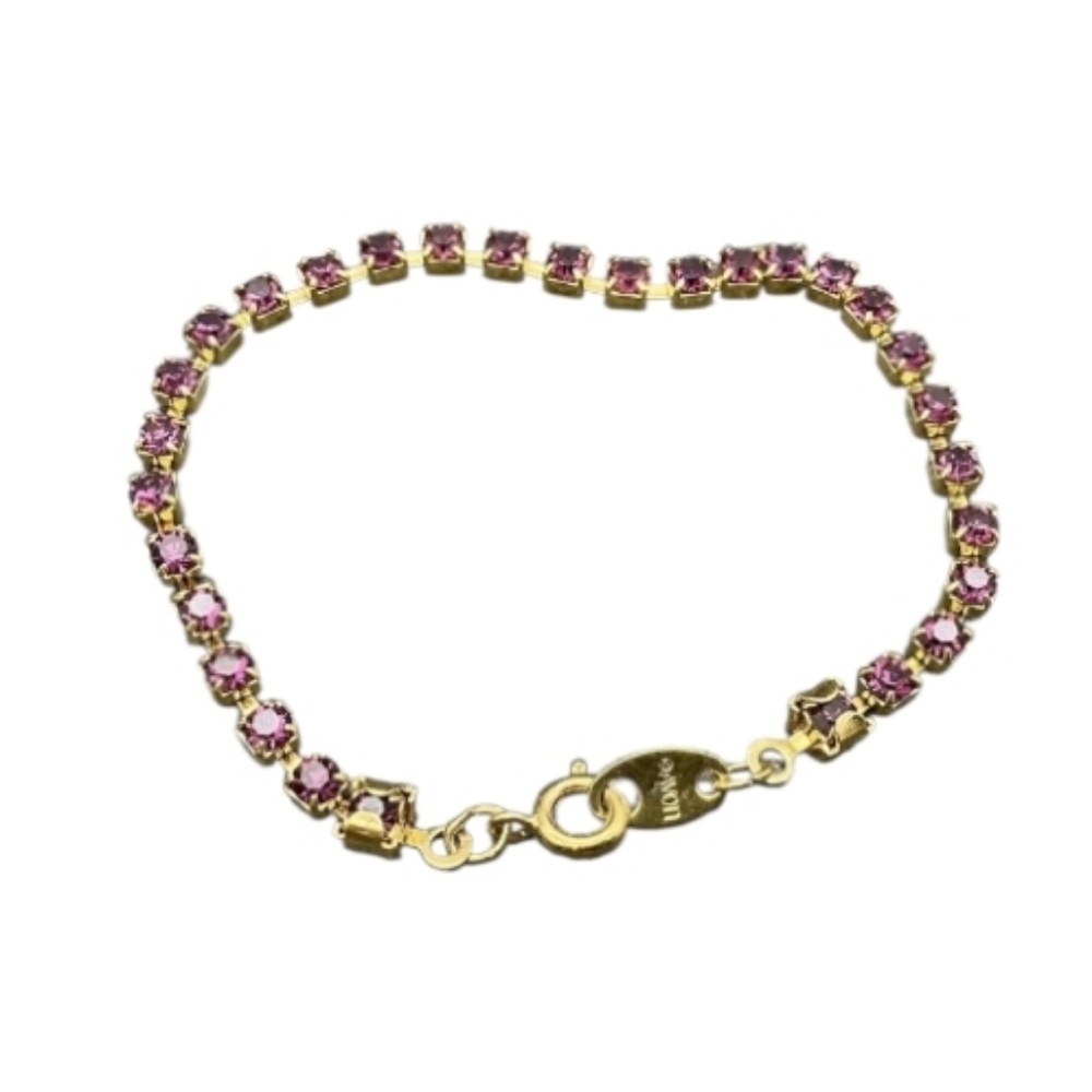 VINTAGE! AVON Amethyst Color Gold Tone Tennis Bracelet
